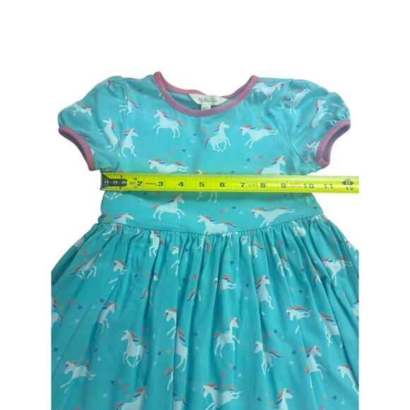 Matilda Jane Girls Dress Size 4 Teal Unicorn Print Short Sleeve Casual Twir - Picture 5 of 6